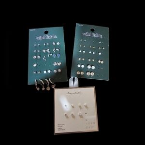 Earring Lot Stud Earrings Wild‎ Fable Sterling Silver Cubic Zirconia Multi Pair